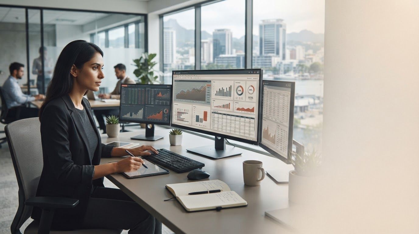 Selleza Digital — visualización de flujos de datos y curvas predictivas en un panel oscuro